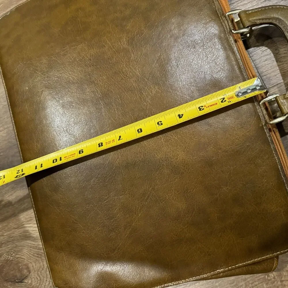VTG Omega Briefcase Legal Binder Document Holder Brown Gold Accents Handles -BUB
